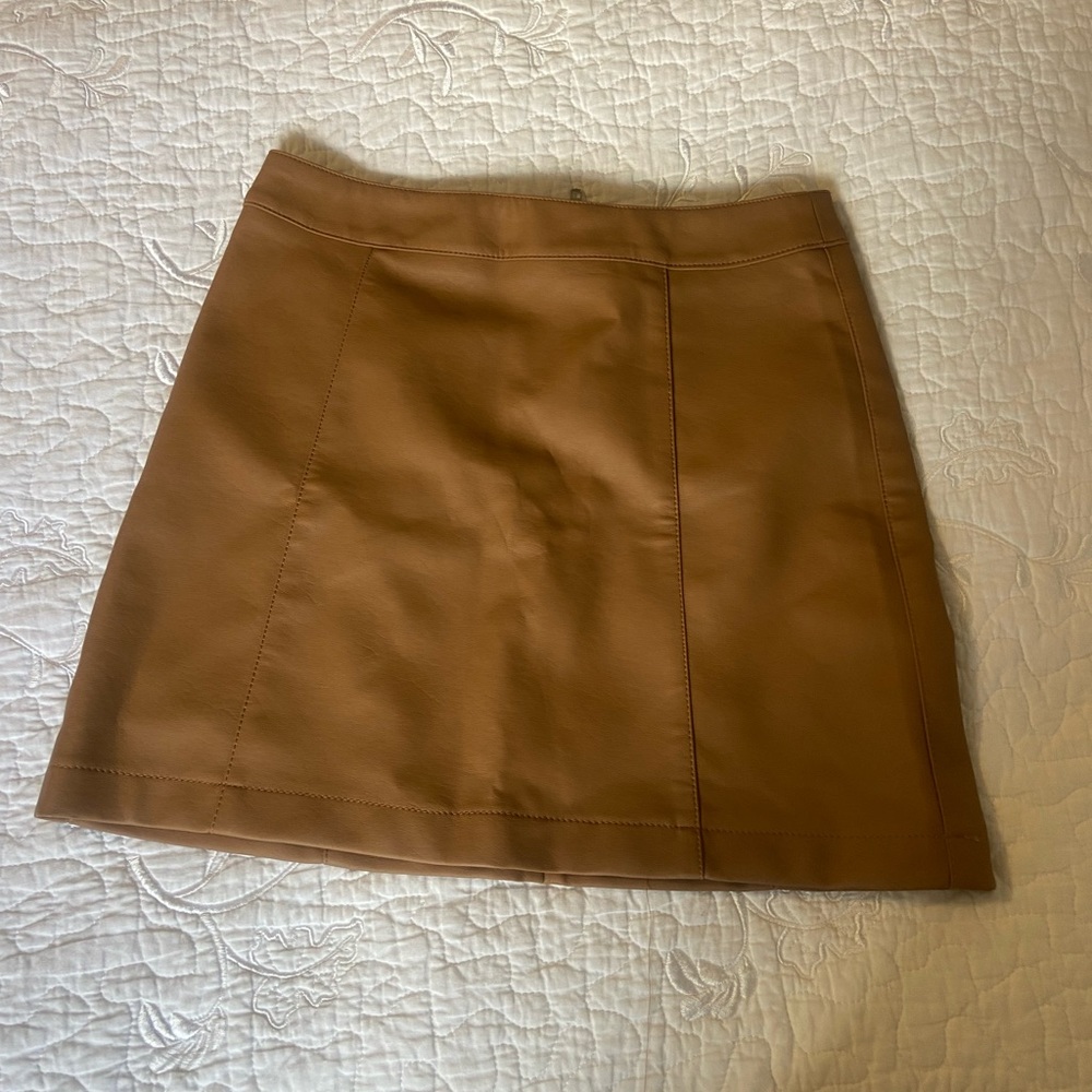 Tan faux leather skirt
